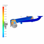 An image of trapped air porosity in a simulation of a high pressure die cast handle